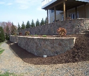 Tiered Retaining Wall with Stone Facing, Owings